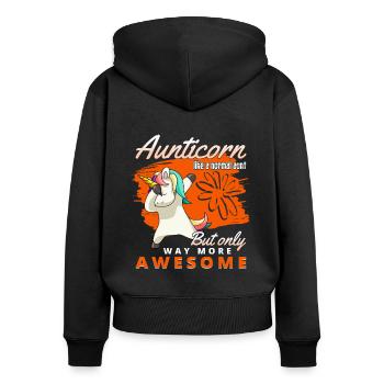 Aunticorn Einhorn für Tante und Patentante - Frauen Premium Bio Zip Hoodie - Schwarz - Hinten - Julia (174cm)