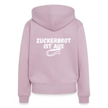 Zuckerbrot ist aus schwarzer Humor, die gute Zeit - Frauen Premium Bio Zip Hoodie - Altrosa - Hinten - Julia (174cm)
