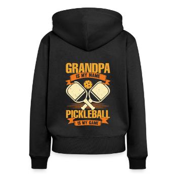 Pickleball Pickleball Player Grand-père Cadeau - Sweat à capuche zippé Premium bio Femme - noir - Dos - Julia (174cm)