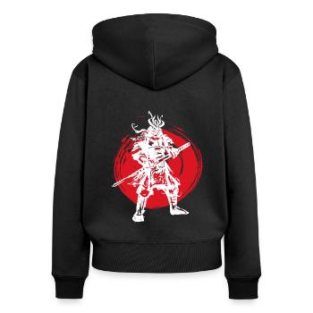 Samurai Japanese Warrior Blood Moon Design - Women's Premium Organic Zip Hoodie - black - Back - Julia (174cm)