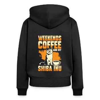 Cadeau de propriétaire de chien Shiba Inu - Sweat à capuche zippé Premium bio Femme - noir - Dos - Julia (174cm)