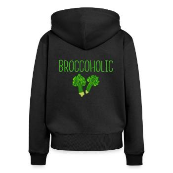 Broccoholic Légumes sains sans viande Végétalien - Sweat à capuche zippé Premium bio Femme - noir - Dos - Julia (174cm)