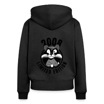 Édition limitée 2008 Crazy Raccoon Raccoon - Sweat à capuche zippé Premium bio Femme - noir - Dos - Julia (174cm)
