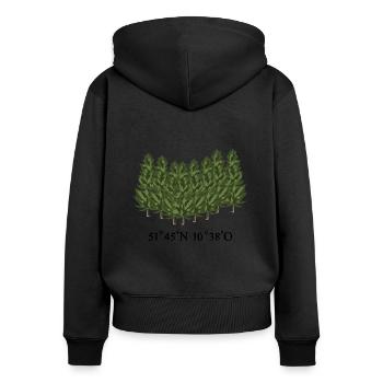 Harz Koordinaten - Frauen Premium Bio Zip Hoodie - Schwarz - Hinten - Julia (174cm)