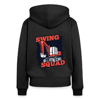 Swing Squad Raupenbagger Excavator Seilbagger - Frauen Premium Bio Zip Hoodie - Schwarz - Hinten - Julia (174cm)
