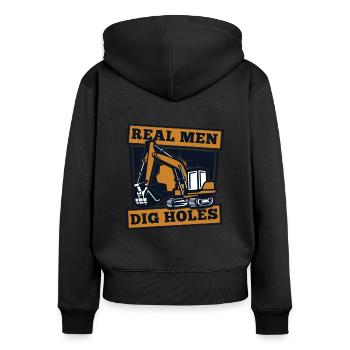 Real Men Dig Holes Excavator Seilbagger - Frauen Premium Bio Zip Hoodie - Schwarz - Hinten - Julia (174cm)