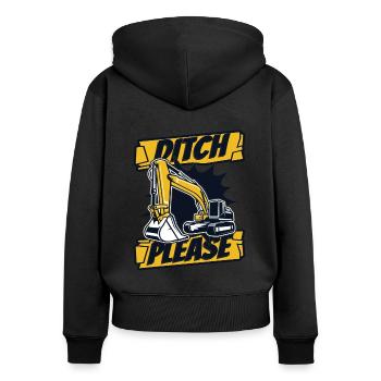 Ditch Please Seilbagger Raupenbagger Excavator - Frauen Premium Bio Zip Hoodie - Schwarz - Hinten - Julia (174cm)