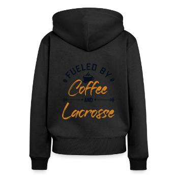 Fueled by Coffee and Lacrosse Intercrosse Trainer - Frauen Premium Bio Zip Hoodie - Schwarz - Hinten - Julia (174cm)