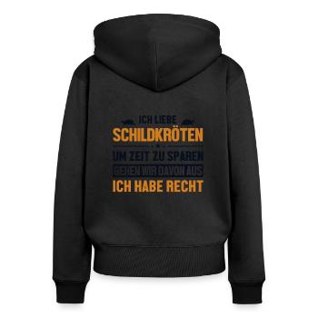Schildkröten habe immer Recht Riesenschildkröte - Frauen Premium Bio Zip Hoodie - Schwarz - Hinten - Julia (174cm)