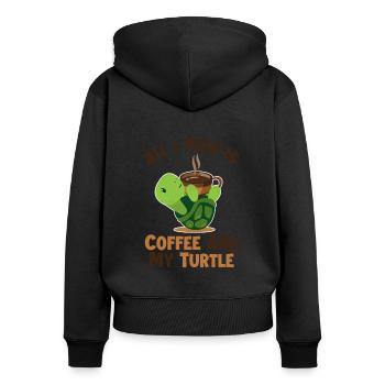 Coffee and my Turtle Tortoise Turtle - Women's Premium Organic Zip Hoodie - black - Back - Julia (174cm)