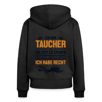 Taucher hat immer Recht Tauchermaske - Frauen Premium Bio Zip Hoodie - Schwarz - Hinten - Julia (174cm)