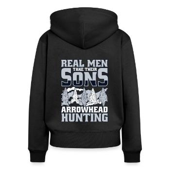 Real Men Take Their Sons Arrowhead Collecting - Women's Premium Organic Zip Hoodie - black - Back - Julia (174cm)