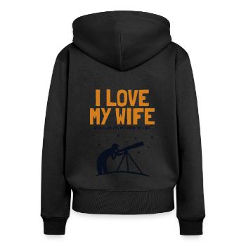J’aime ma femme Astronomie Ciel étoilé Cosmologiste - Sweat à capuche zippé Premium bio Femme - noir - Dos - Julia (174cm)