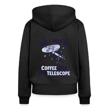 Le café et mon télescope Cosmologiste Starry Sky - Sweat à capuche zippé Premium bio Femme - noir - Dos - Julia (174cm)