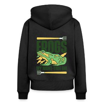Frogs My Night Time Gig Kaulquappe Laubfrosch - Frauen Premium Bio Zip Hoodie - Schwarz - Hinten - Julia (174cm)