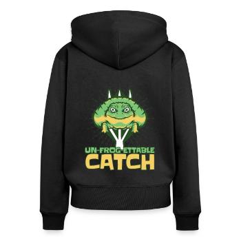 Un Frog Ettable Catch Tadpole Tree Frog - Women's Premium Organic Zip Hoodie - black - Back - Julia (174cm)