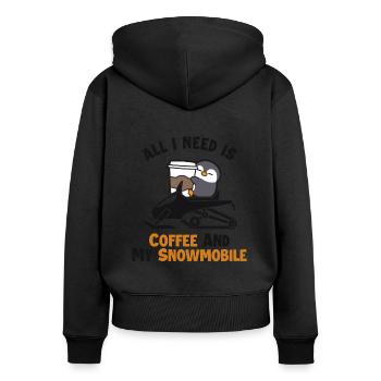 Coffee and my Snowmobile Snowmobile Fahrer - Frauen Premium Bio Zip Hoodie - Schwarz - Hinten - Julia (174cm)