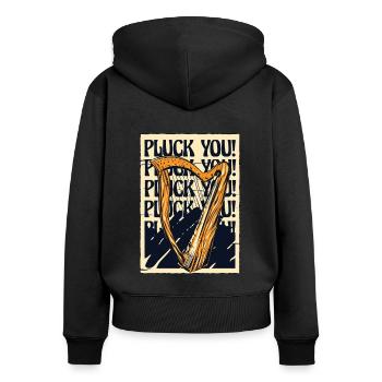 Pluck You Harfe Konzertharfe Harfenmusik - Frauen Premium Bio Zip Hoodie - Schwarz - Hinten - Julia (174cm)