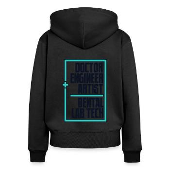 Doctor Engineer Artist Dentallabor Zahnlabor - Frauen Premium Bio Zip Hoodie - Schwarz - Hinten - Julia (174cm)