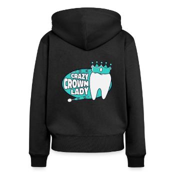 Crazy Crown Lady Laboratoire dentaire Laboratoire dentaire - Sweat à capuche zippé Premium bio Femme - noir - Dos - Julia (174cm)