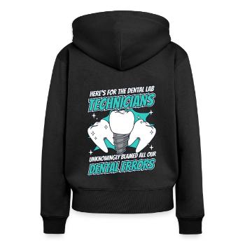 All Our Dental Errors Dental Laboratory Dental Laboratory - Women's Premium Organic Zip Hoodie - black - Back - Julia (174cm)