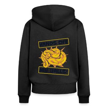 Hands Off My Balls Python Schlange Banana Ball - Frauen Premium Bio Zip Hoodie - Schwarz - Hinten - Julia (174cm)