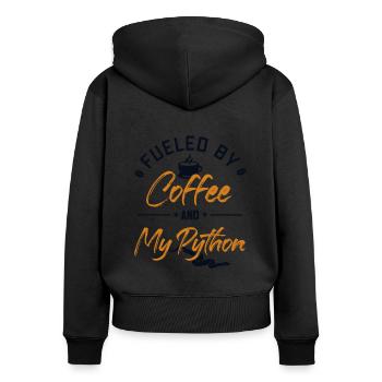 Fueled by Coffee and my Python Python Banana Ball - Women's Premium Organic Zip Hoodie - black - Back - Julia (174cm)