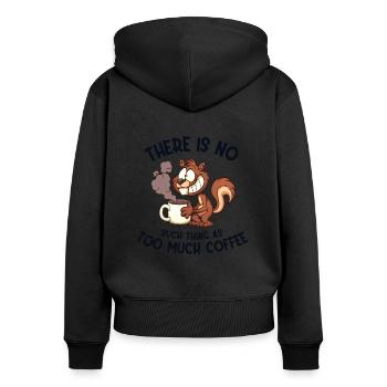 Trop de café Écureuil gris Écureuil Écureuil Écureuil - Sweat à capuche zippé Premium bio Femme - noir - Dos - Julia (174cm)