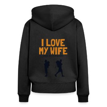 J’aime ma femme Randonnée en montagne Randonnée Randonnée Trekking - Sweat à capuche zippé Premium bio Femme - noir - Dos - Julia (174cm)