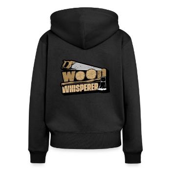 Wood Whisperer Schreiner Holztechniker Carpenter - Frauen Premium Bio Zip Hoodie - Schwarz - Hinten - Julia (174cm)