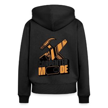 Mode charpentier sur charpentier mécanicien en bois - Sweat à capuche zippé Premium bio Femme - noir - Dos - Julia (174cm)