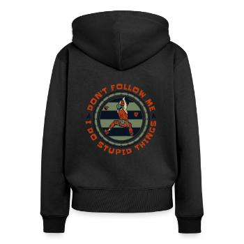 Don't Follow Me I Do Stupid Things Climbing - Women's Premium Organic Zip Hoodie - black - Back - Julia (174cm)