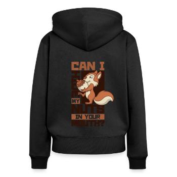 Hide My Nuts In Your Mouth Squirrel Eichhörnchen - Frauen Premium Bio Zip Hoodie - Schwarz - Hinten - Julia (174cm)