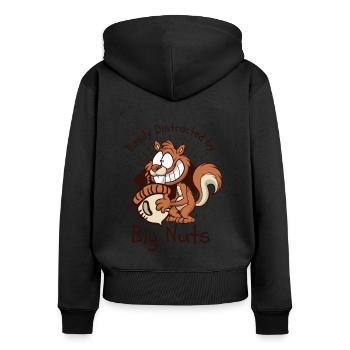 Easily Distracted By Big Nuts Squirrel - Frauen Premium Bio Zip Hoodie - Schwarz - Hinten - Julia (174cm)