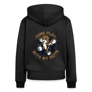 Come Play With My Nuts Grauhörnchen Squirrel - Frauen Premium Bio Zip Hoodie - Schwarz - Hinten - Julia (174cm)