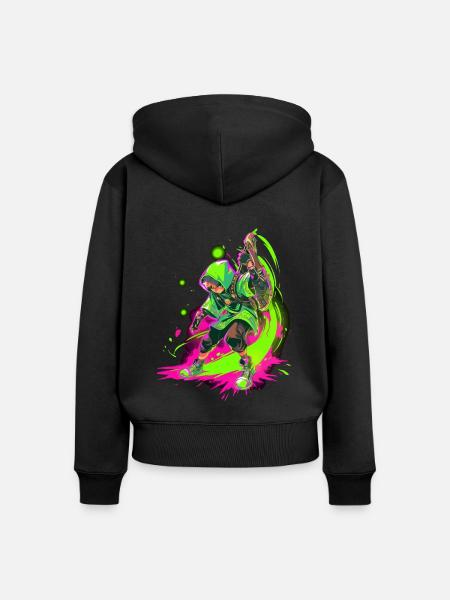 Legendärer Waldjunge im SplashArt Gaming-Design - Frauen Premium Bio Zip Hoodie - Schwarz