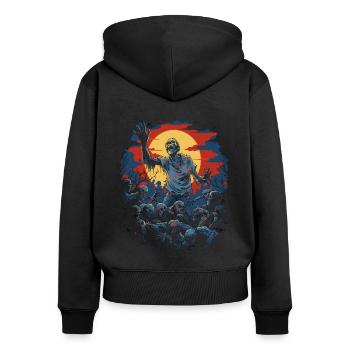 Grausame Zombie-Horde: Schaurige Halloween-Nacht - Frauen Premium Bio Zip Hoodie - Schwarz - Hinten - Julia (174cm)
