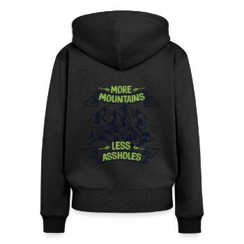 More Mountains Less Assholes Speedklettern - Frauen Premium Bio Zip Hoodie - Schwarz - Hinten - Julia (174cm)