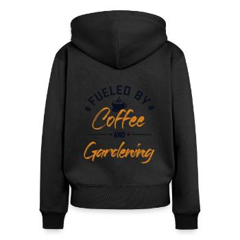 Alimenté par le café et le jardinage - Sweat à capuche zippé Premium bio Femme - noir - Dos - Julia (174cm)