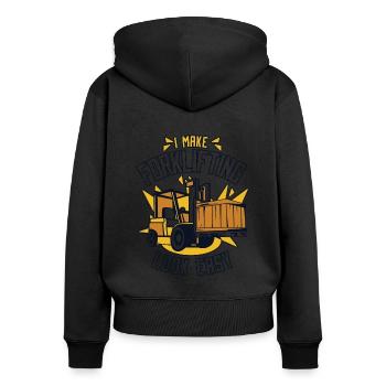 I Make Forklifting Look Easy Forklift Driver - Women's Premium Organic Zip Hoodie - black - Back - Julia (174cm)