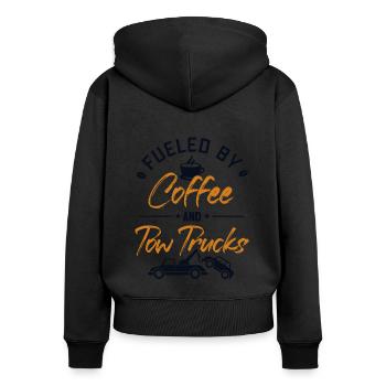 Fueled by Coffee and Tow Trucks Abschlepper - Frauen Premium Bio Zip Hoodie - Schwarz - Hinten - Julia (174cm)