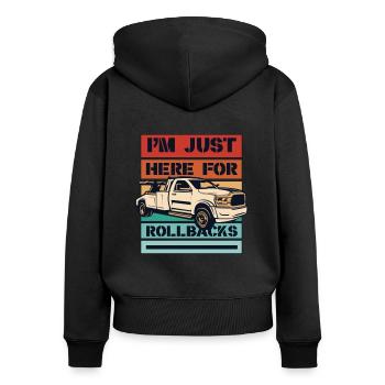 I'm Just Here For Rollbacks Abschleppfahrzeug - Frauen Premium Bio Zip Hoodie - Schwarz - Hinten - Julia (174cm)