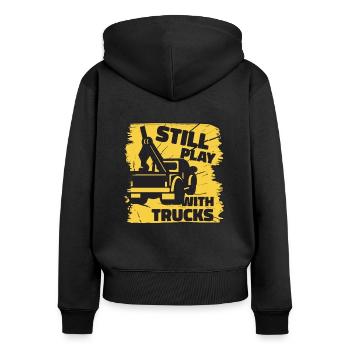 I Still Play With Trucks Abschlepper Fahrer - Frauen Premium Bio Zip Hoodie - Schwarz - Hinten - Julia (174cm)
