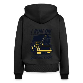 I Run On Hooks And Chains Tow Driver - Women's Premium Organic Zip Hoodie - black - Back - Julia (174cm)