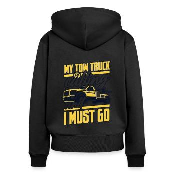 My Tow Truck Is Calling Abschlepper Fahrer - Frauen Premium Bio Zip Hoodie - Schwarz - Hinten - Julia (174cm)