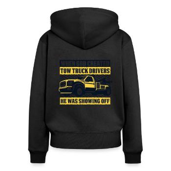 When God Created Tow Truck Drivers Driver - Women's Premium Organic Zip Hoodie - black - Back - Julia (174cm)