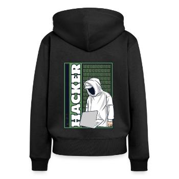 Je suis un hacker Ingénierie sociale Phishing Sniffer - Sweat à capuche zippé Premium bio Femme - noir - Dos - Julia (174cm)