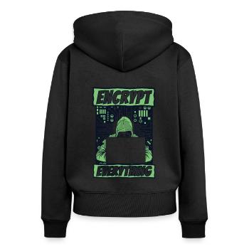 Encrypt Everything Phishing Sniffer Grey Hat - Frauen Premium Bio Zip Hoodie - Schwarz - Hinten - Julia (174cm)