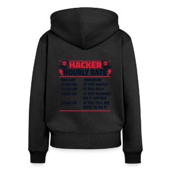 Hacker Horaire Sniffer Social Engineering - Sweat à capuche zippé Premium bio Femme - noir - Dos - Julia (174cm)