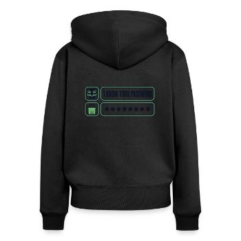 I Know Your Password Phishing Sniffer Grey Hat - Frauen Premium Bio Zip Hoodie - Schwarz - Hinten - Julia (174cm)